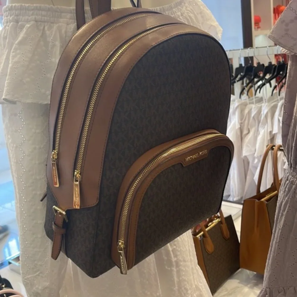 Michael Kors Jaycee Large Zip Pocket Backpack Brown